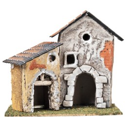 Pareja de casas con ventanas irregulares y arcos cm 17,7x12x16 h
