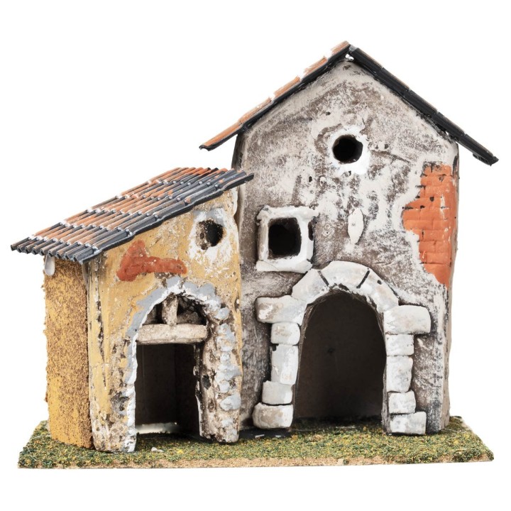 Pair of houses with irregular windows and arches cm 17.7x12x16 h