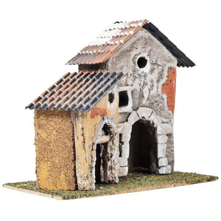 Pareja de casas con ventanas irregulares y arcos cm 17,7x12x16 h