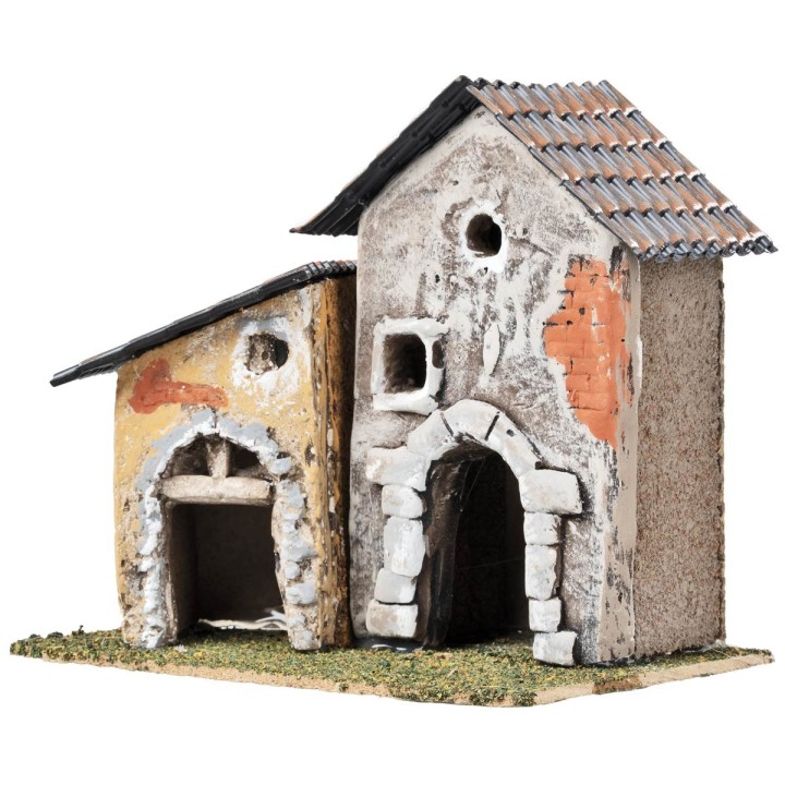 Pareja de casas con ventanas irregulares y arcos cm 17,7x12x16 h
