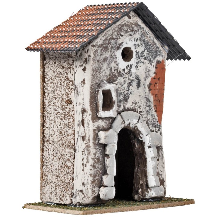 Casa con arco y ventanas irregulares cm 11,2x7,5x16 h