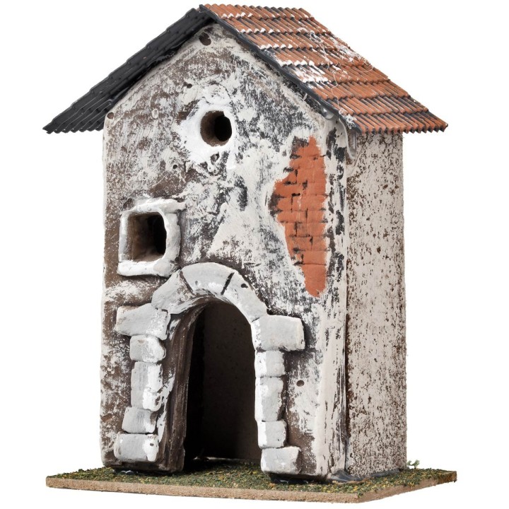 Casa con arco y ventanas irregulares cm 11,2x7,5x16 h