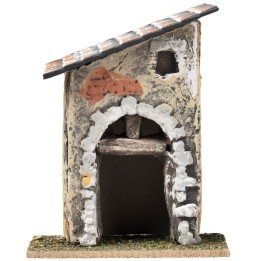 House with sloping roof and stone arch cm 9x7.5x11.5 h