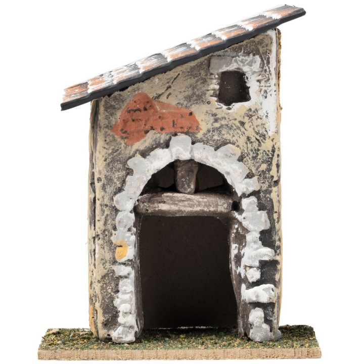 Casa con techo inclinado y arco de piedra cm 9x7,5x11,5 h