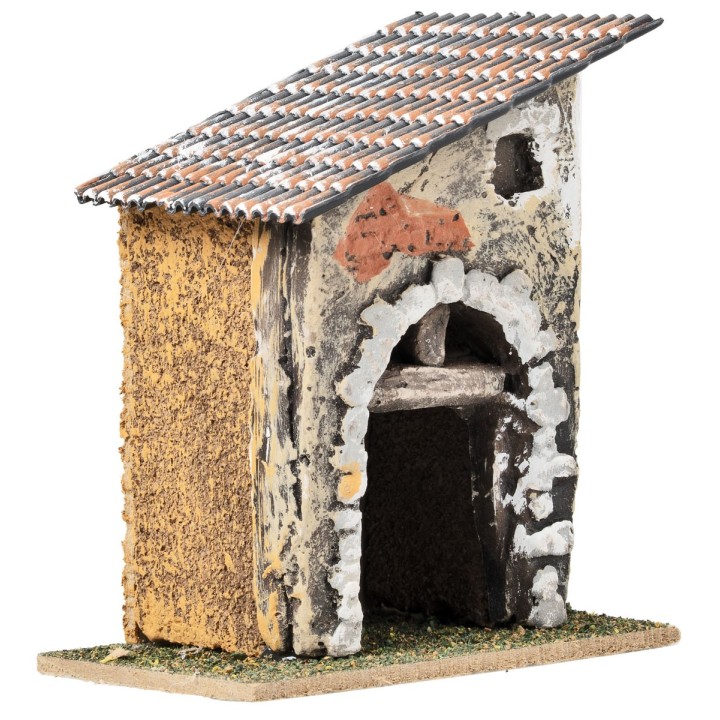 House with sloping roof and stone arch cm 9x7.5x11.5 h