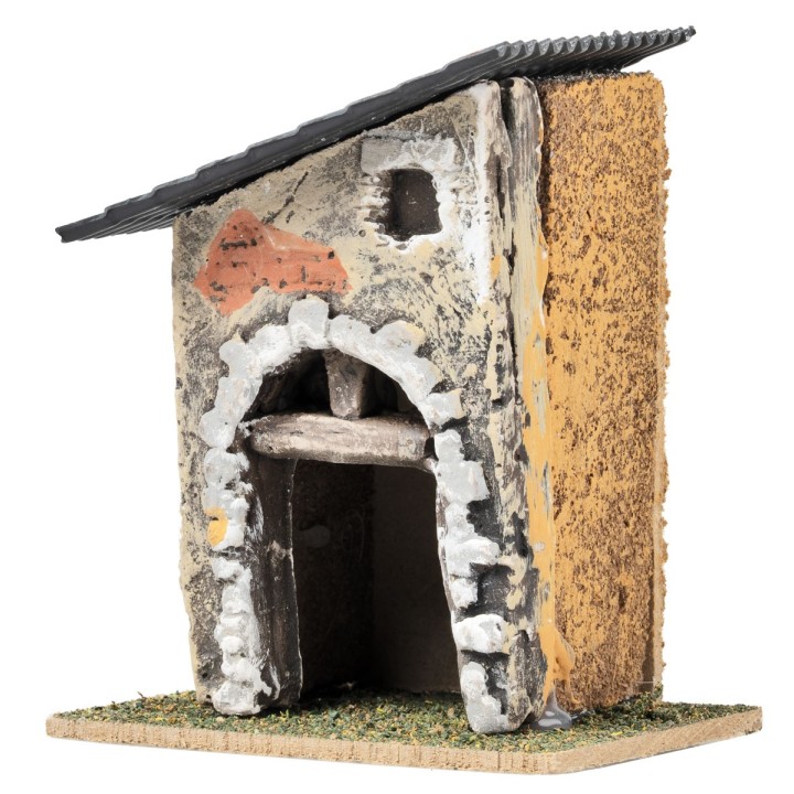 House with sloping roof and stone arch cm 9x7.5x11.5 h