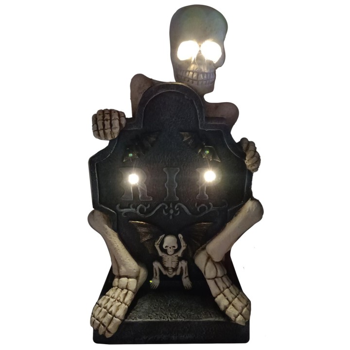 Tomb with illuminated skeleton h 57 cm