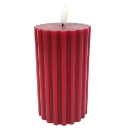 Cylindrical red candle with LED flame effect light h 15.3 cm