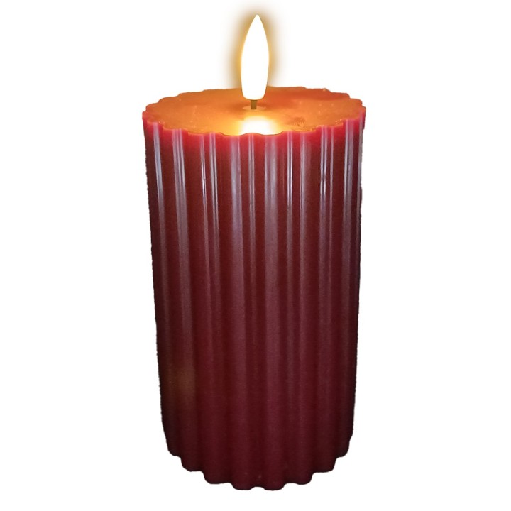 Vela roja cilíndrica con luz LED efecto llama h 15,3 cm