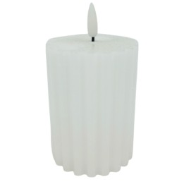 Cylindrical white candle with LED flame effect h 13 cm