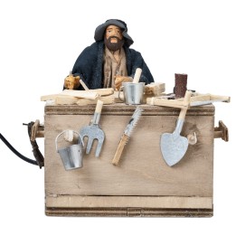 Carpenter with workbench in motion 14 cm