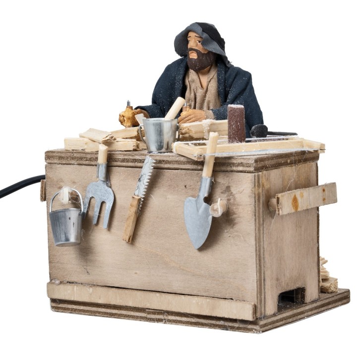 Carpenter with workbench in motion 14 cm