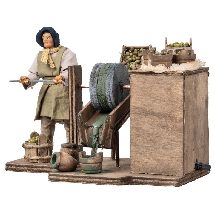 Man grinding olives in motion series 12 cm