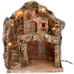 Pesebre iluminado funcionando con corriente cm 26x19x33 h