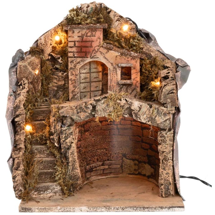 Pesebre iluminado funcionando con corriente cm 26x19x33 h