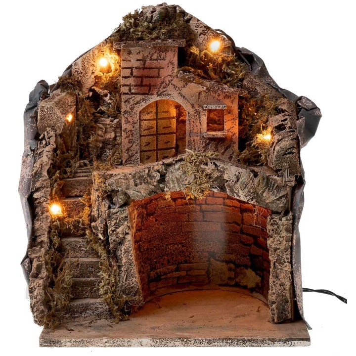 Pesebre iluminado funcionando con corriente cm 26x19x33 h