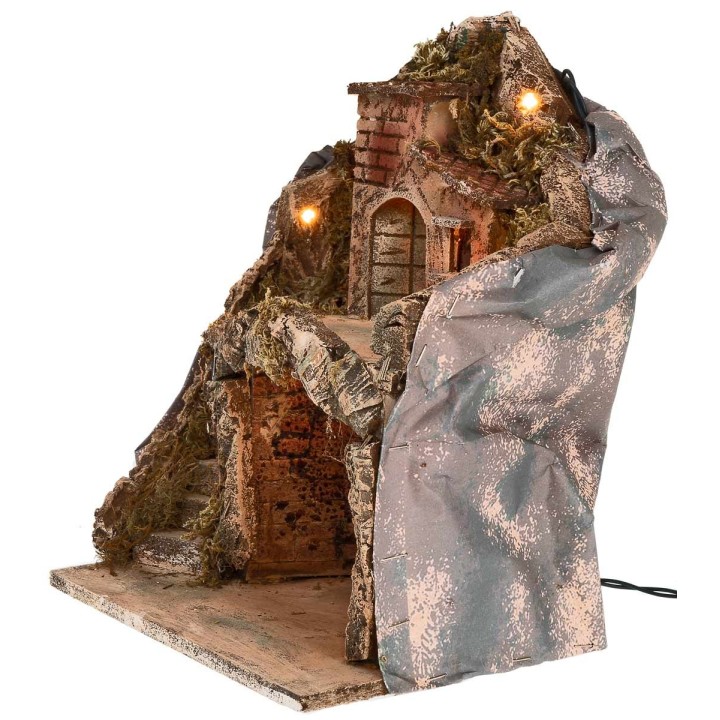 Pesebre iluminado funcionando con corriente cm 26x19x33 h