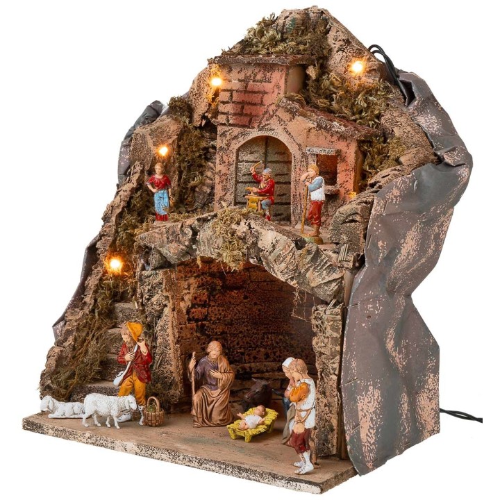 Nativity scene with Landi statues cm 26x19x33 h