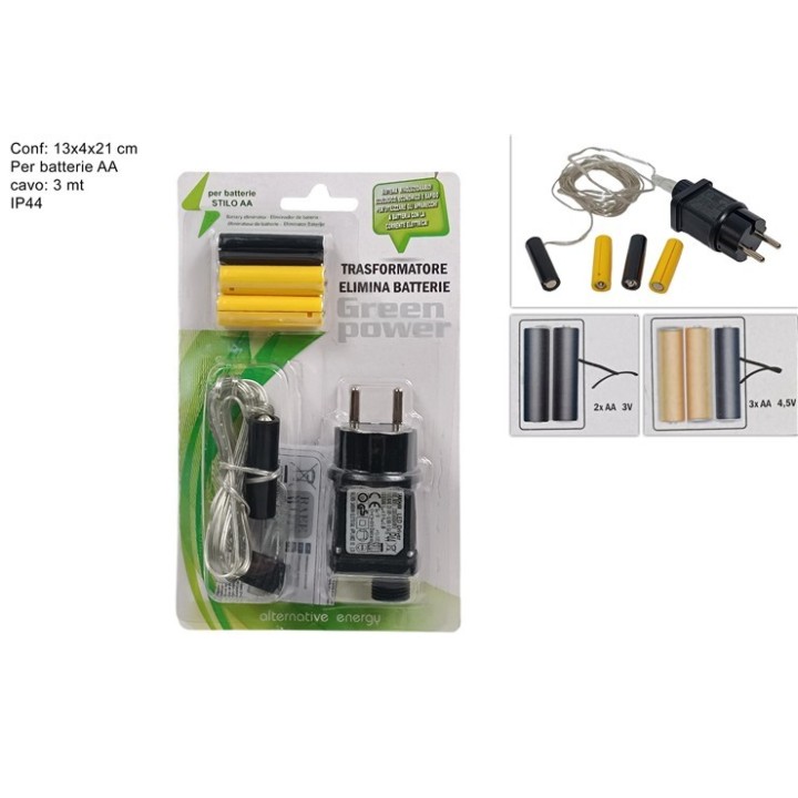 Transformer eliminates AA batteries with 3-meter cable