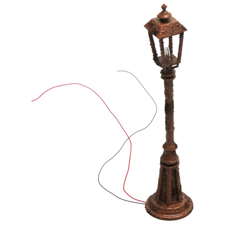 Farola oxidada con lámpara inglesa de suelo h 10 cm 12v