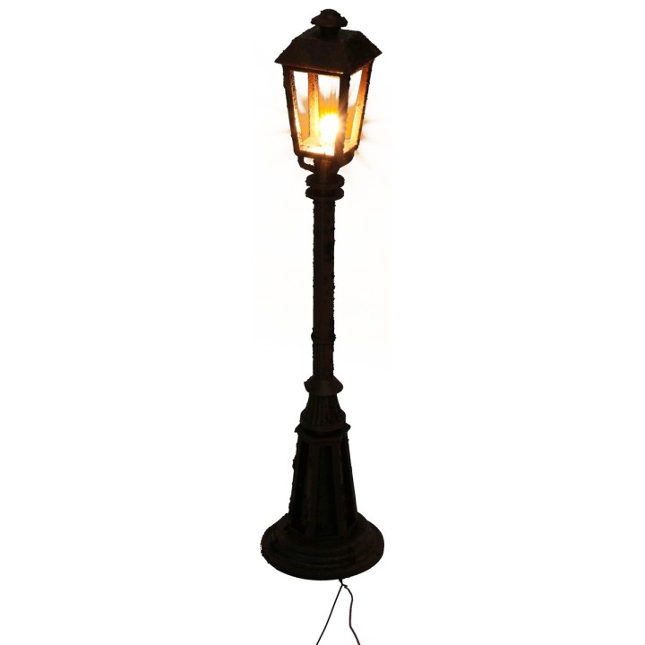 Farola oxidada con lámpara inglesa de suelo h 15 cm 12v