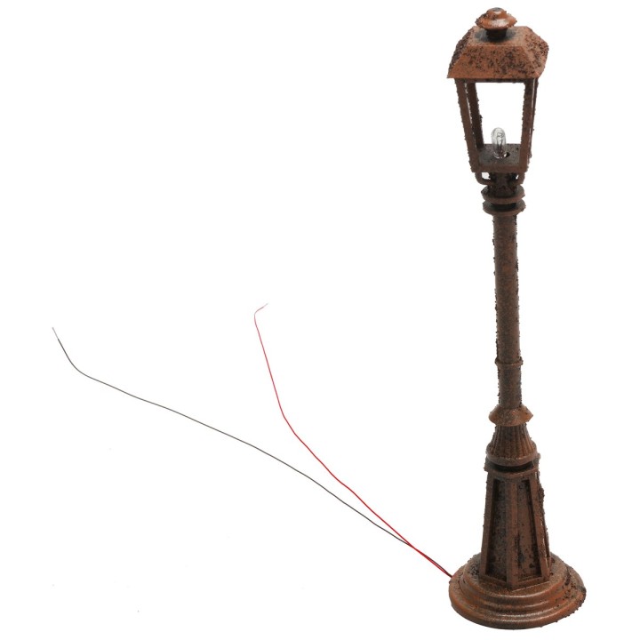 Lampione arrugginito con lampada inglese da terra h 15 cm 12v