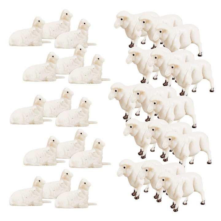 Set of 30 PVC sheep for 7-8 cm statues