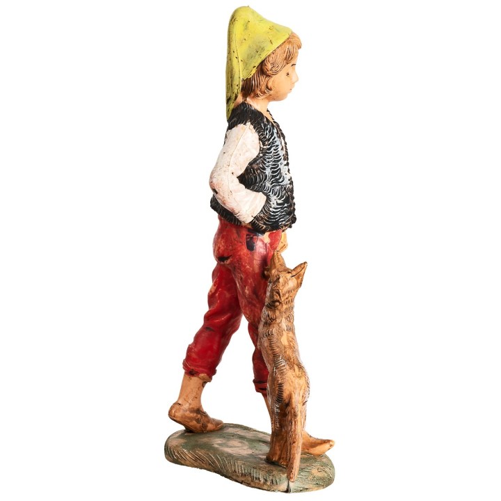 Pastor con perro y cesta h 18 cm