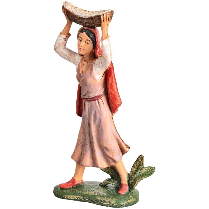 Mujer con cesta en la cabeza h 17-18 cm