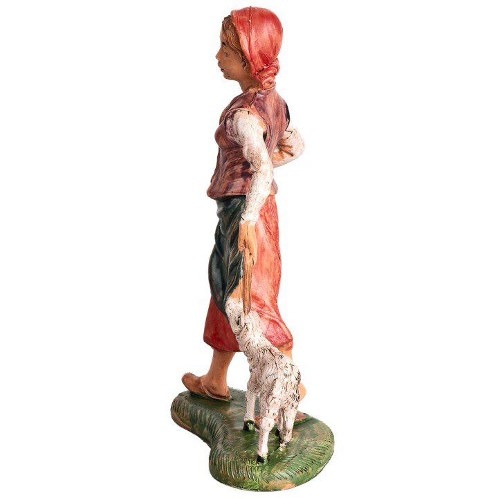 Mujer con cesta y ovejita h 17-18 cm