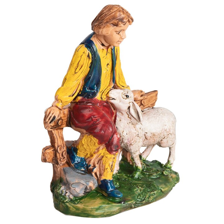 Pastor en la valla con oveja serie 10 cm