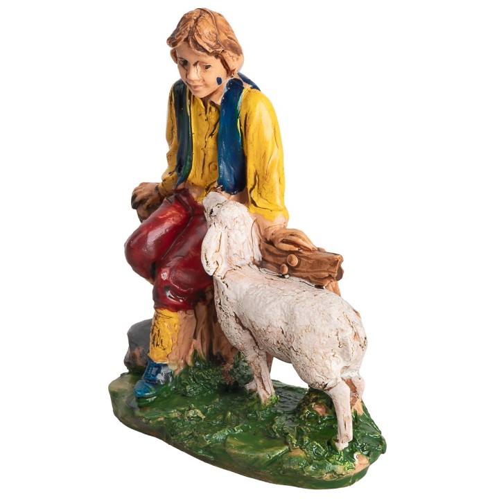 Pastor en la valla con oveja serie 10 cm