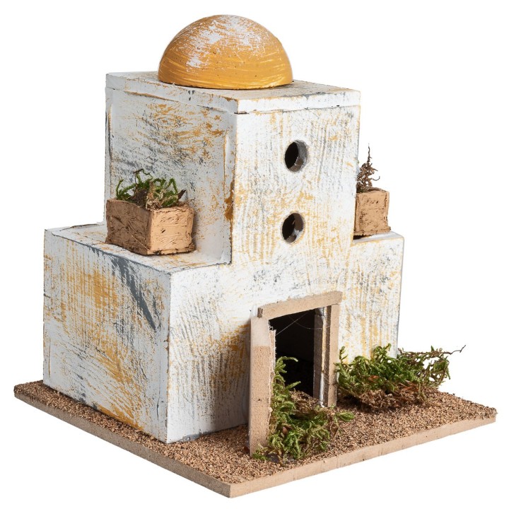 Casa árabe con cúpula central de 15x15x18 cm h.