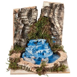 Laghetto con due papere per presepe cm 15x15x14 h