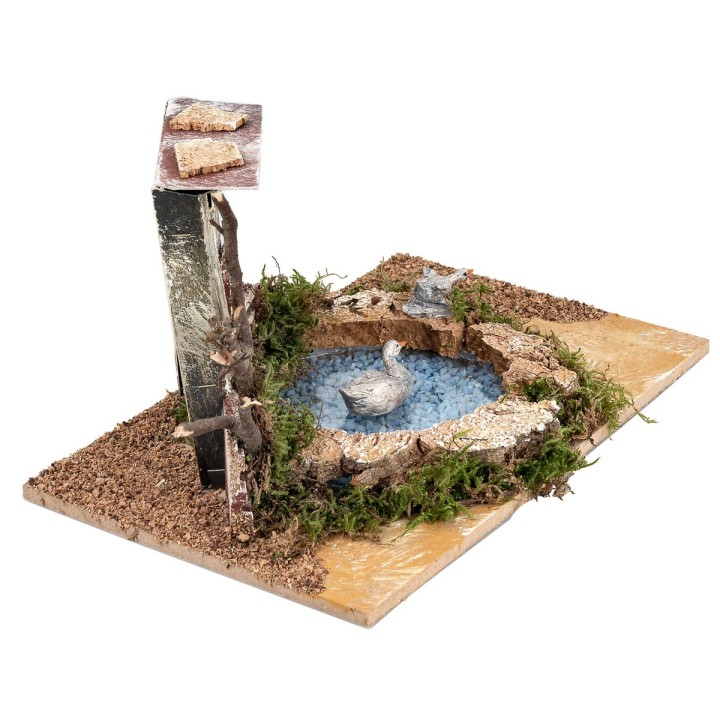 Laghetto con arco e due cigni effetto profondità cm 24x15x12,5 h