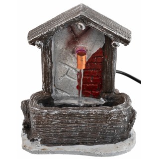 Fuente con tejadillo en resina funcionando cm 11,5x11x12,6 h