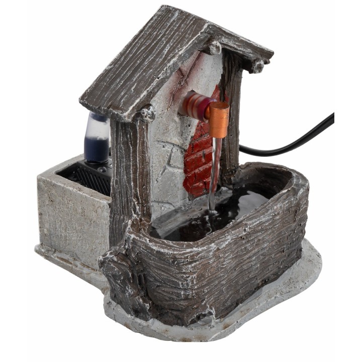 Fuente con tejadillo en resina funcionando cm 11,5x11x12,6 h
