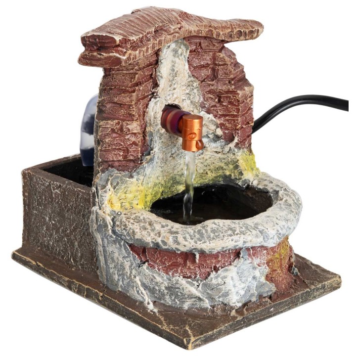 Fontana con vasca rotonda in resina funzionante cm 12x9x11,8 h