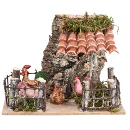 Recinto con gallinas cm 13,5x7,5x10 h