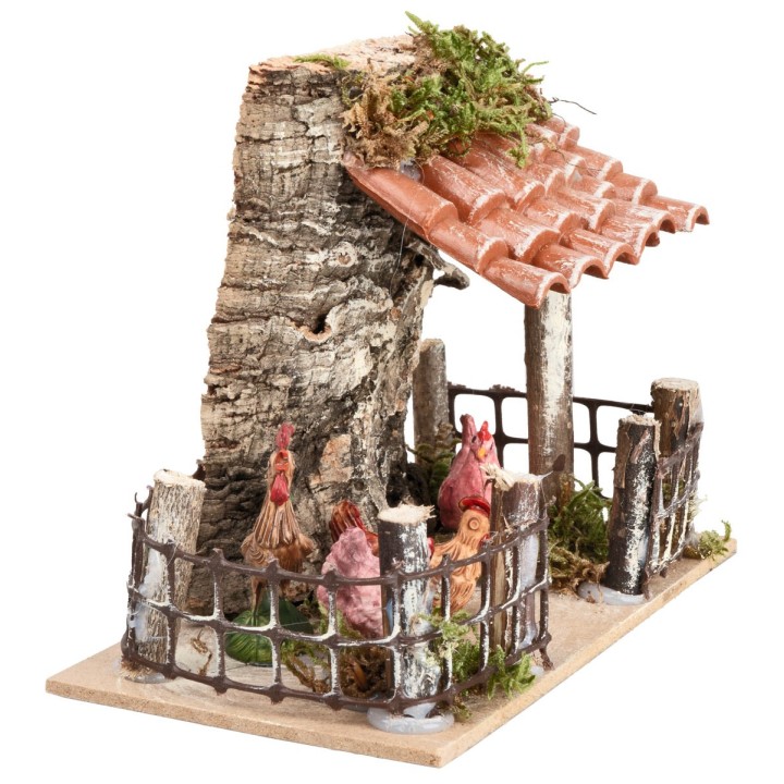 Enclosure with hens cm 13.5x7.5x10 h