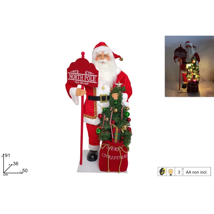 Babbo Natale con albero illuminato completo di musica h 91 cm