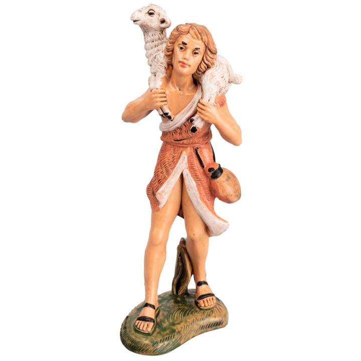 Shepherd carrying lamb on shoulders 18 cm