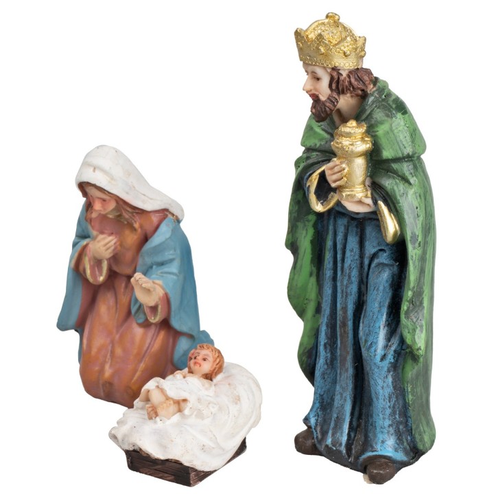 Set natività 7 soggetti 12 cm in resina