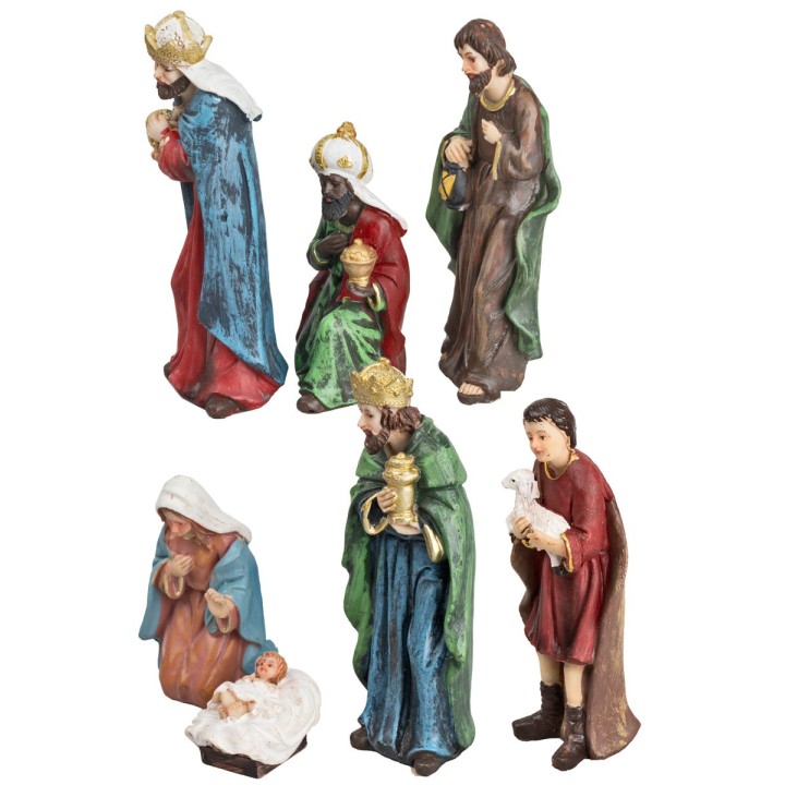 Conjunto de natividad 7 figuras 12 cm en resina