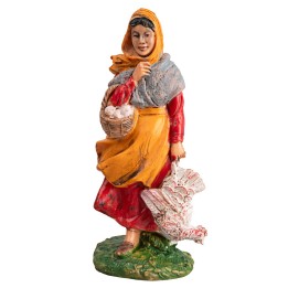 Woman with basket and hen 10 cm