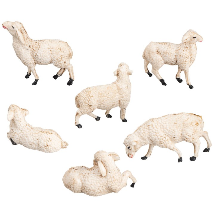 Set de 6 ovejas en pvc para estatuas de 8-10 cm