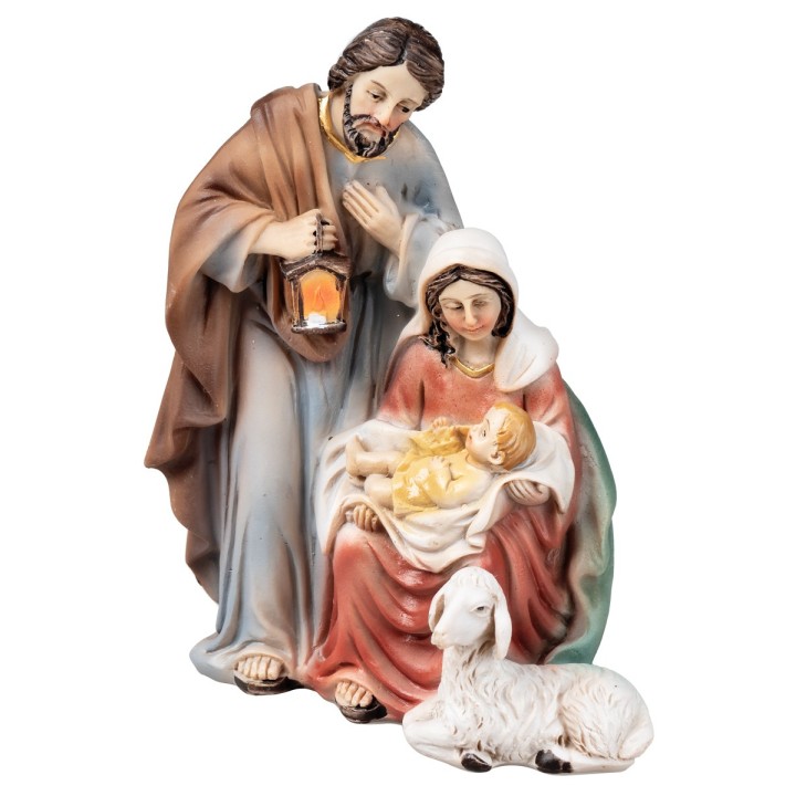Nativity in resin with lamb cm 7x3.5x9.5 h