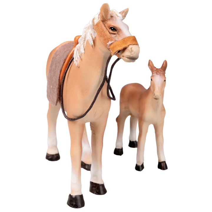 Horse with foal in resin h 11 cm