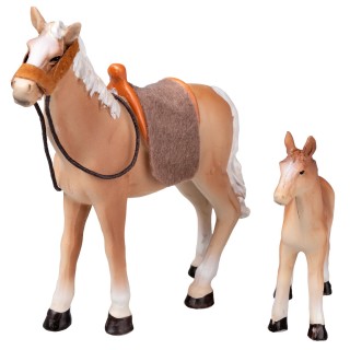 Horse with foal in resin h 11 cm