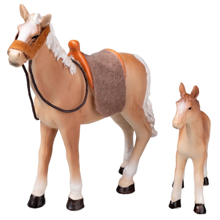 Horse with foal in resin h 11 cm